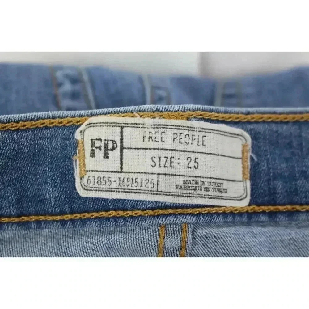 Free People Women's Distressed Busted Knee High-Rise Skinny Jeans Size 25
